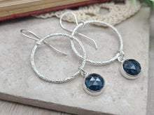 Load image into Gallery viewer, Sterling Silver &amp; Teal Kyanite Hoop Earrings
