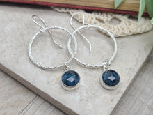 Load image into Gallery viewer, Sterling Silver &amp; Teal Kyanite Hoop Earrings
