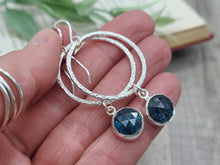 Load image into Gallery viewer, Sterling Silver &amp; Teal Kyanite Hoop Earrings
