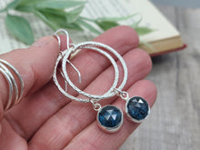 Load image into Gallery viewer, Sterling Silver &amp; Teal Kyanite Hoop Earrings
