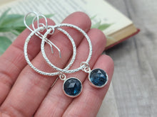 Load image into Gallery viewer, Sterling Silver &amp; Teal Kyanite Hoop Earrings
