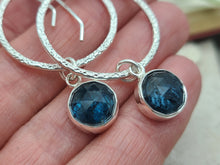 Load image into Gallery viewer, Sterling Silver &amp; Teal Kyanite Hoop Earrings
