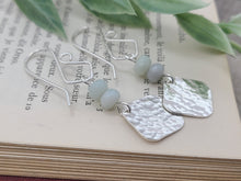 Load image into Gallery viewer, Sterling Silver &amp; Amazonite Hammered Disc Earrings

