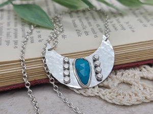 Sterling Silver & Turquoise Hammered Medallion Necklace