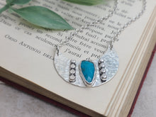 Load image into Gallery viewer, Sterling Silver &amp; Turquoise Hammered Medallion Necklace
