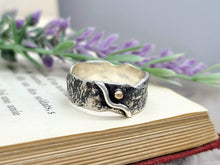 Load image into Gallery viewer, Sterling Silver &amp; Solid Gold Luna Fire Ring / One of a Kind / Solitaire / SIZE 8
