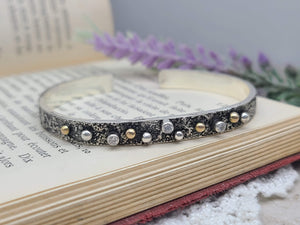 Sterling Silver & Solid Gold "Goddess" Cuff Bracelet