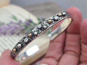 Sterling Silver & Solid Gold "Goddess" Cuff Bracelet