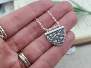 Sterling Silver Floral Embossed Necklace