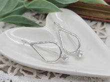 Load image into Gallery viewer, Sterling Silver &amp; Crystal Teardrop Threader Earrings
