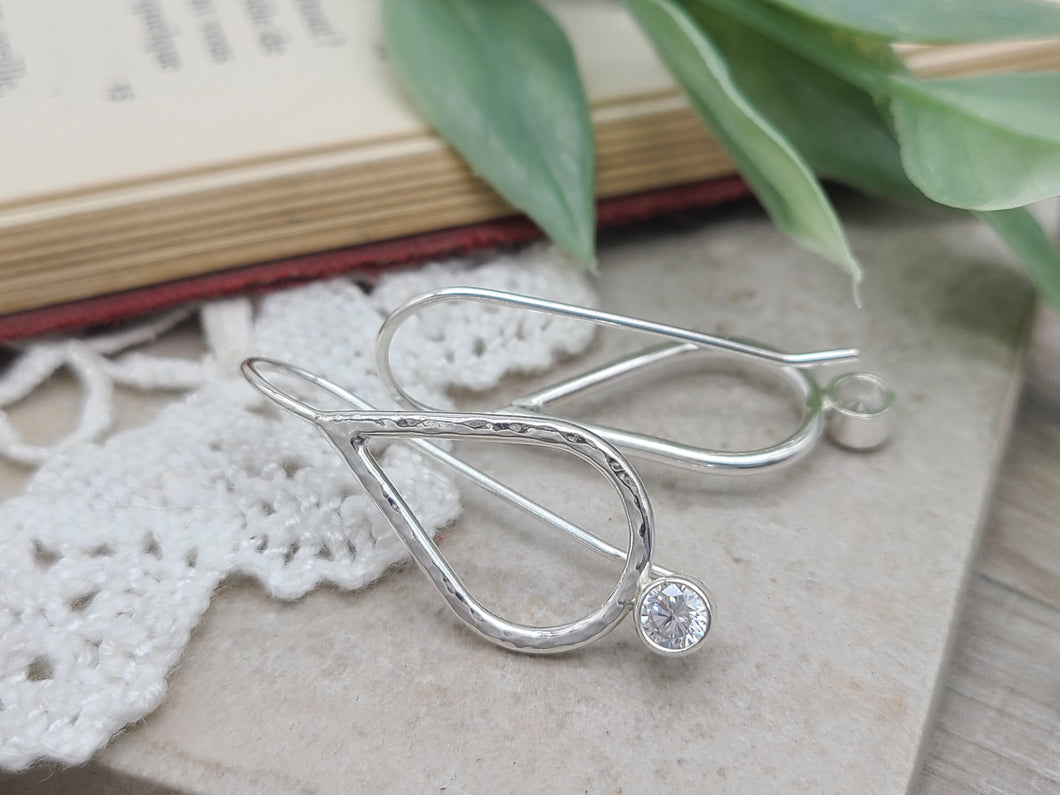 Sterling Silver & Crystal Teardrop Threader Earrings