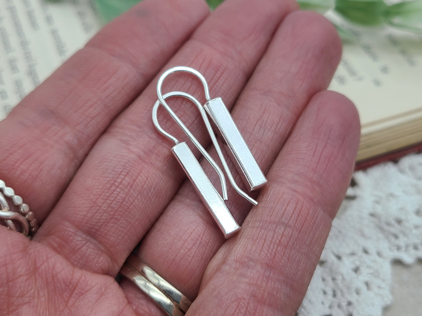 Sterling Silver Bar Threader Earrings