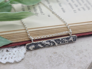 Sterling Silver Texture Bar Necklace