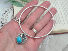 Load image into Gallery viewer, Sterling Silver &amp; Turquoise Charm Bangle
