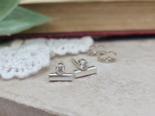 Load image into Gallery viewer, Small Sterling Bar and Swarovski Crystal Stud Earrings
