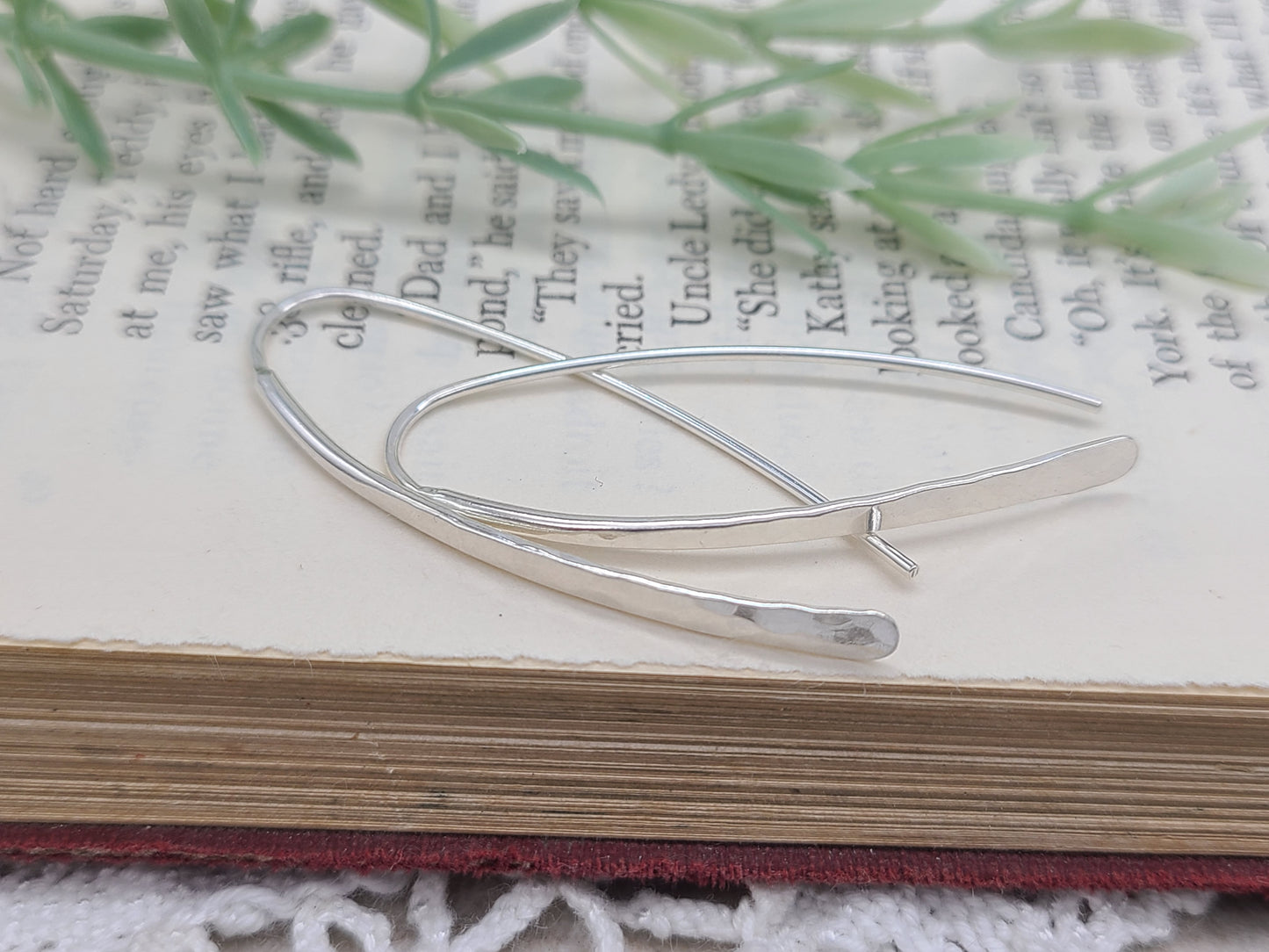 Sterling Silver Hammered Threader Earrings