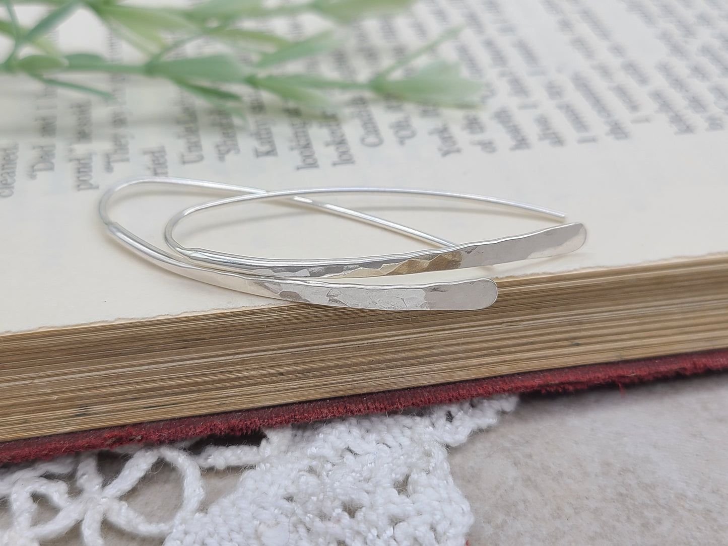 Sterling Silver Hammered Threader Earrings