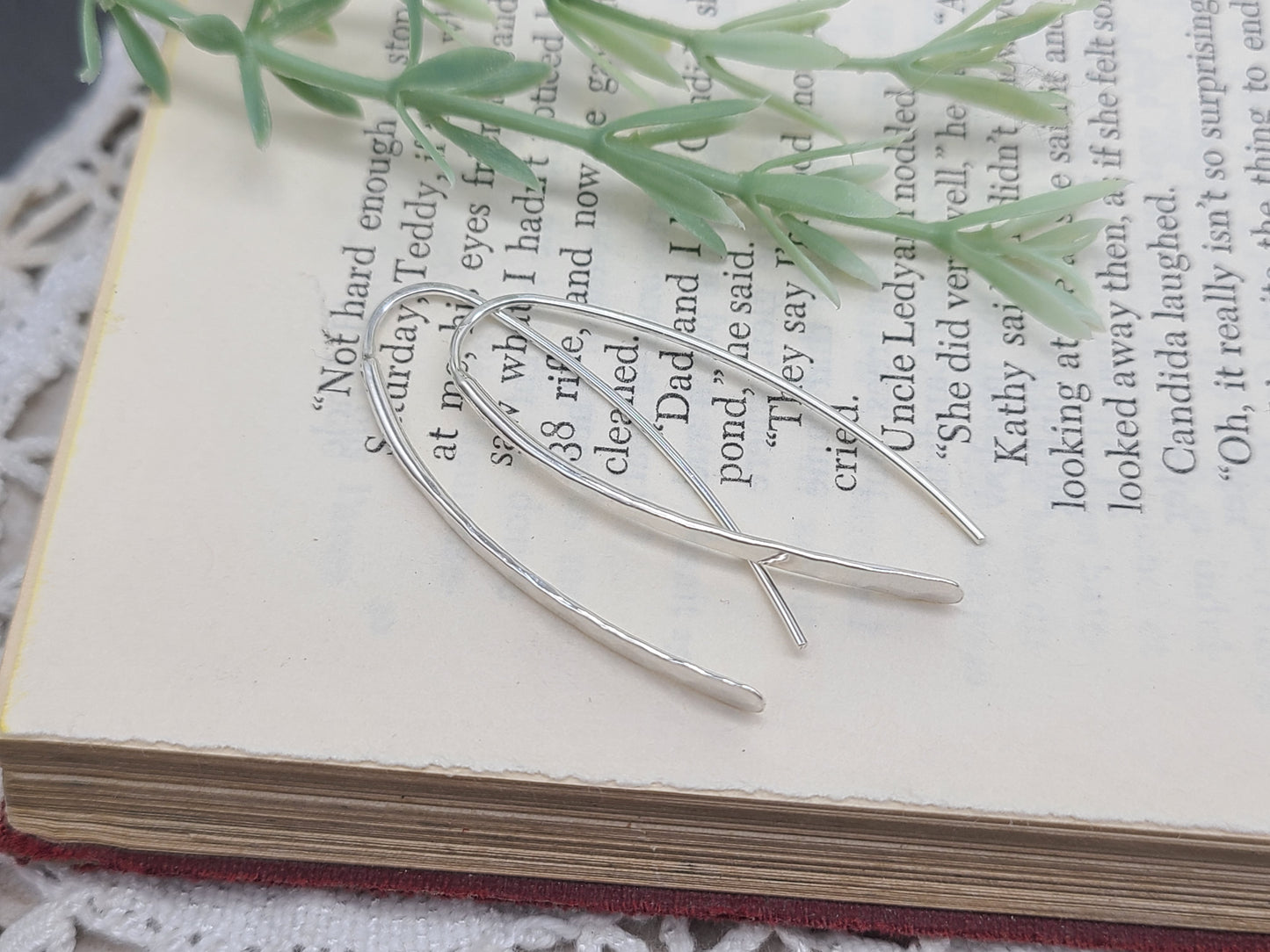 Sterling Silver Hammered Threader Earrings