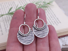 Load image into Gallery viewer, Sterling Tectured Round Ornate Disc Earrings
