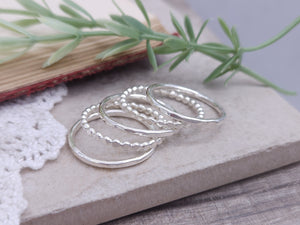 Sterling Hammered Stack Ring Set