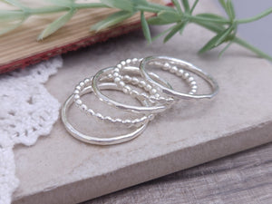 Sterling Hammered Stack Ring Set