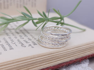 Sterling Hammered Stack Ring Set