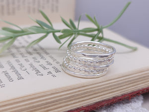 Sterling Hammered Stack Ring Set