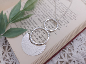 Long Sterling Silver Modern Crescent Moon Necklace