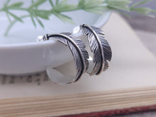 Load image into Gallery viewer, Sterling Silver Feather Hoop Earrings
