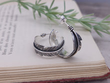 Load image into Gallery viewer, Sterling Silver Feather Hoop Earrings
