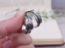 Load image into Gallery viewer, Sterling Silver Feather Hoop Earrings

