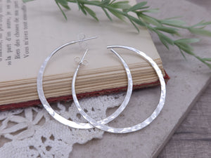 Sterling Hammered Hoop Earrings / Select your Size / Large / Medium / Small
