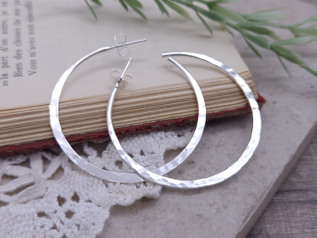 Sterling Hammered Hoop Earrings / Select your Size / Large / Medium / Small