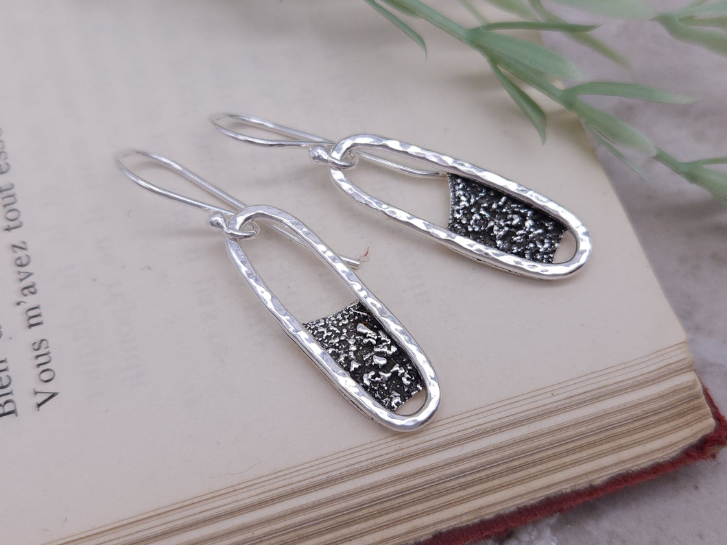 Sterling Silver Oval Reticulated Earrings