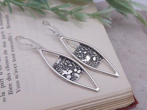 Sterling Silver Marquis Reticulated Earrings