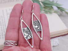 Load image into Gallery viewer, Sterling Silver Marquis Reticulated Earrings

