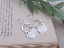 Load image into Gallery viewer, Sterling Silver Hammered Crescent Disc Earrings

