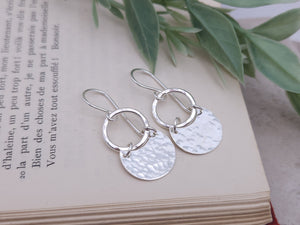 Sterling Silver Hammered Crescent Disc Earrings