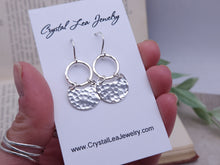 Load image into Gallery viewer, Sterling Silver Hammered Crescent Disc Earrings
