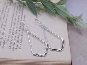 Sterling Silver Ornate Chevron Hoop Earrings