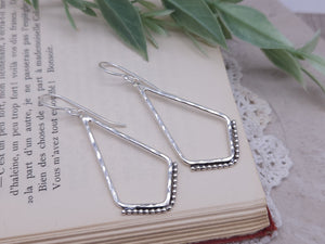 Sterling Silver Ornate Chevron Hoop Earrings