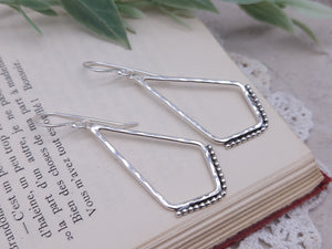 Sterling Silver Ornate Chevron Hoop Earrings