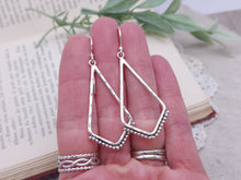 Load image into Gallery viewer, Sterling Silver Ornate Chevron Hoop Earrings
