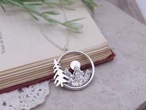 Sterling Silver Mountain Scape Necklace