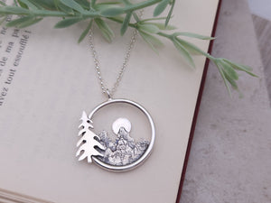 Sterling Silver Mountain Scape Necklace