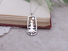 Load image into Gallery viewer, Sterling Silver Whimsical Pine Tree Rectangle Necklace
