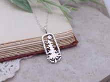 Load image into Gallery viewer, Sterling Silver Whimsical Pine Tree Rectangle Necklace
