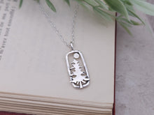 Load image into Gallery viewer, Sterling Silver Whimsical Pine Tree Rectangle Necklace
