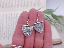 Load image into Gallery viewer, Sterling Silver Floral Vine Triangular Disc Earrings
