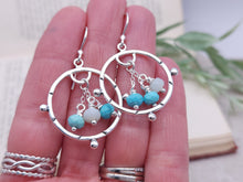 Load image into Gallery viewer, Sterling Silver &amp; Turquoise Boho Hoop Dangle Earrings
